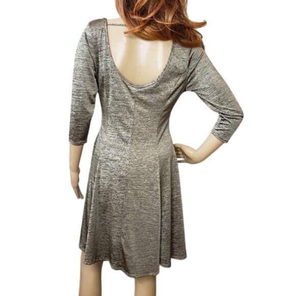 Rag Therapy Womens Medium Metallic Heathered Knit 3/4 sleeve Dress Medium - Picture 3 of 5